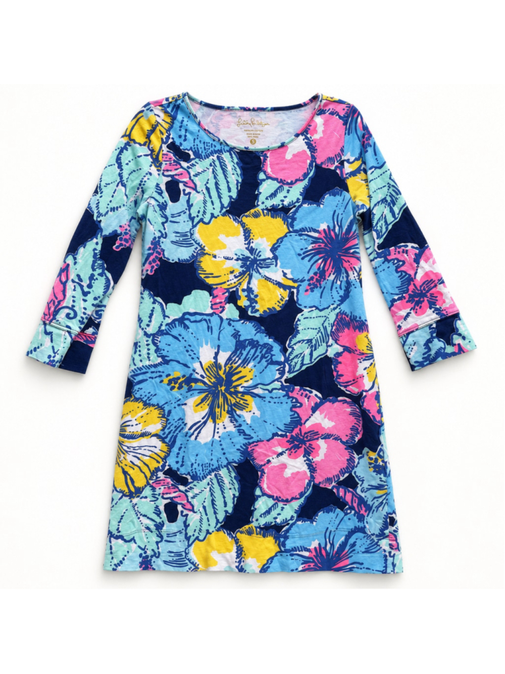 Lilly Pulitzer Marlowe Dress Big Flirt Hibiscus Cotton Sz S Costal Beach Preppy